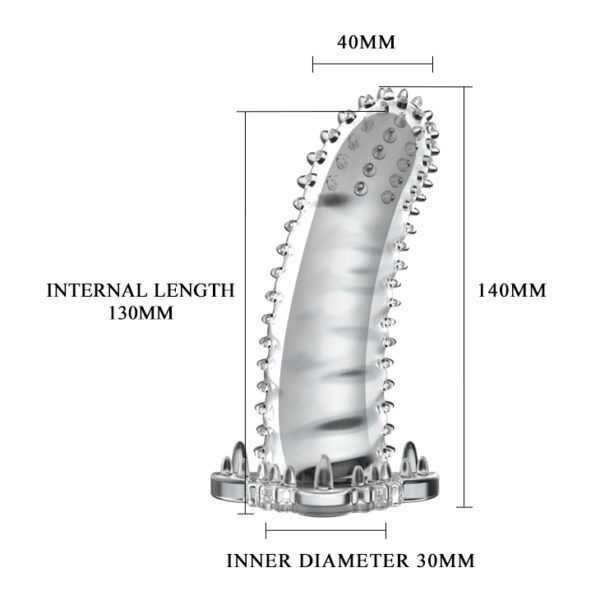 Capa Peniana Transparente com Nódulos Massageadores - BRAVE MAN - Sexshop