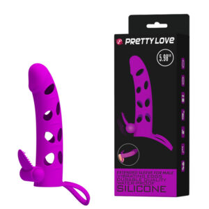 Capa Peniana Rosa com Alça para Escroto e Estimulador Vibratório Formato Língua - PRETTY LOVE - Sexshop