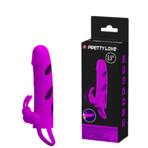 Capa Peniana Rosa com Alça para Escroto e Estimulador Clitoriano Formato Coelho - PRETTY LOVE - Sexshop