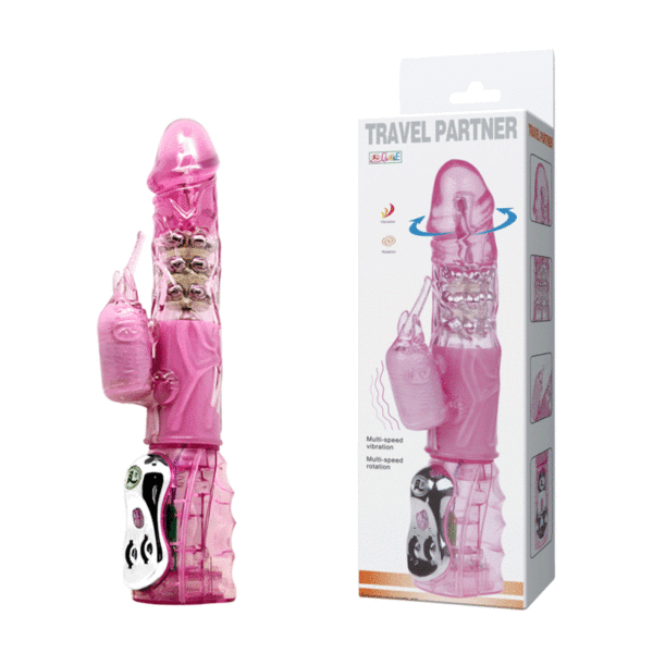 Vibrador Rotativo com Estimulador Clitorino Elefante - TRAVEL PARTNER - Sex shop