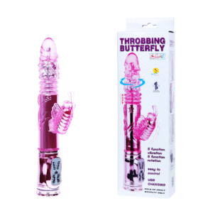 Vibrador Recarregável Rotativo Sobe e Desce com Estimulador Borboleta - THROBBING BUTTERFLY - Sexshop