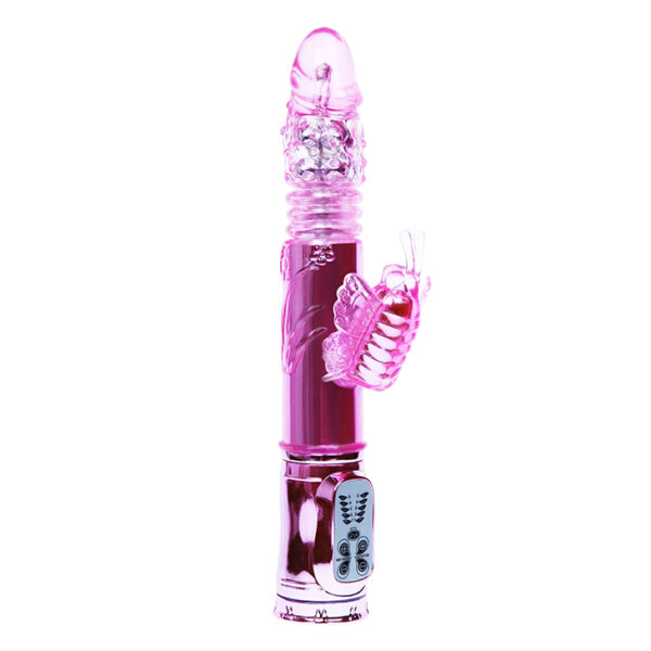 Vibrador Recarregável Rotativo Sobe e Desce com Estimulador Borboleta - THROBBING BUTTERFLY - Sexshop