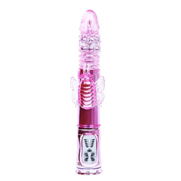 Vibrador Recarregável Rotativo Sobe e Desce com Estimulador Borboleta - THROBBING BUTTERFLY - Sexshop