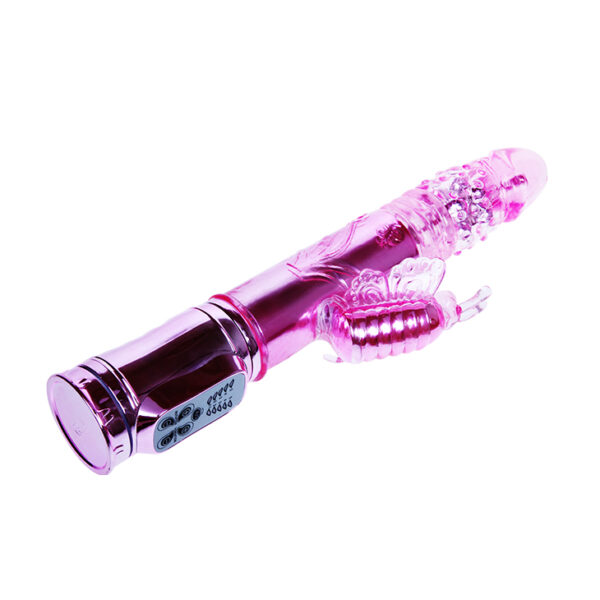 Vibrador Recarregável Rotativo Sobe e Desce com Estimulador Borboleta - THROBBING BUTTERFLY - Sexshop