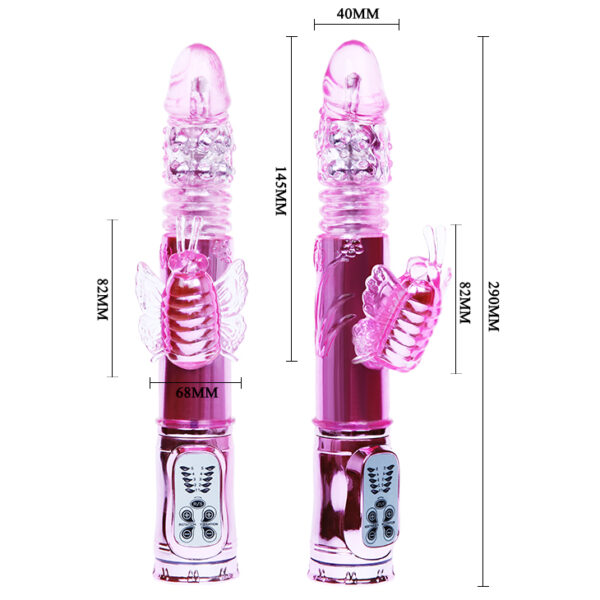 Vibrador Recarregável Rotativo Sobe e Desce com Estimulador Borboleta - THROBBING BUTTERFLY - Sexshop