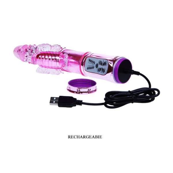 Vibrador Recarregável Rotativo Sobe e Desce com Estimulador Borboleta - THROBBING BUTTERFLY - Sexshop