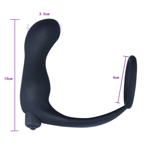 Anel Peniano em Silicone com Plug Anal Vibratório - Sex shop