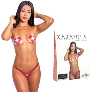 Calcinha e Seios Sabor Morango com Champanhe Comestíveis KARAMELA Hot Flowers - Sex shop