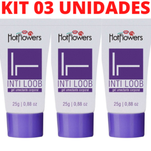 Kit 03 Lubrificante Int-Loob Bisnaga Lilás 25gr HotFlowers - Sexshop