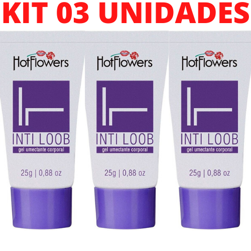 Kit 03 Lubrificante Int-Loob Bisnaga Lilás 25gr HotFlowers - Sexshop