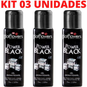 Kit 03 Gel Gelado Aromatizante Sabor BLACK ICE 35ml HotFlowers - Sexshop