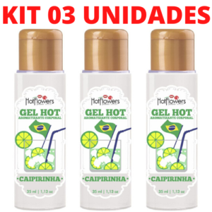 Kit 03 Gel Quente Aromatizante Caipirinha 35ml Hot Flowers - Sexshop