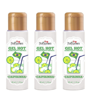 Kit 03 Gel Quente Aromatizante Caipirinha 35ml Hot Flowers - Sexshop