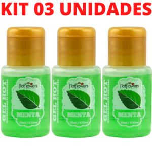 Kit 03 Gel Quente Aromatizante Menta 15ml Hot Flowers - Sex shop