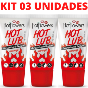 Kit 03 Gel Deslizante HotLub Beijável 25g HotFlowers - Sex shop