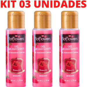 Kit 03 Gel Quente Aromatizante Sensação 35ml HotFlowers - Sexshop