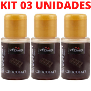 Kit 03 Gel Quente Aromatizante Chocolate 15ml Hot Flowers - Sex shop