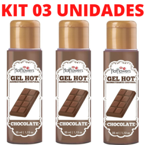 Kit 03 Gel Quente Aromatizante Hot Chocolate 35ml Hot Flowers - Sexshop
