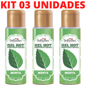 Kit 03 Gel Quente Aromatizante Menta 35ml Hot Flowers - Sexshop