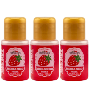 Kit 03 Gel Quente Aromatizante Morango 15ml Hot Flowers - Sex shop