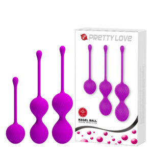 Kit com Bolas de Pompoar em Silicone com Alca de Seguranca - PRETTY LOVE - Sexshop