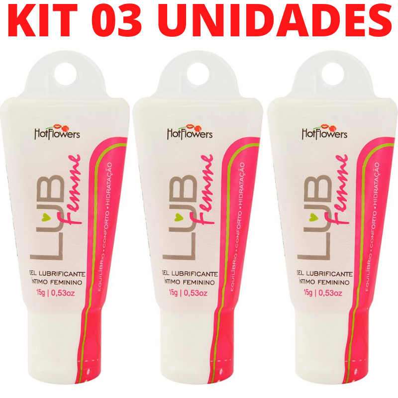 Kit 03 Lubrificante Intimo Feminino Lub Femme 15g Hot Flowers - Sexshop