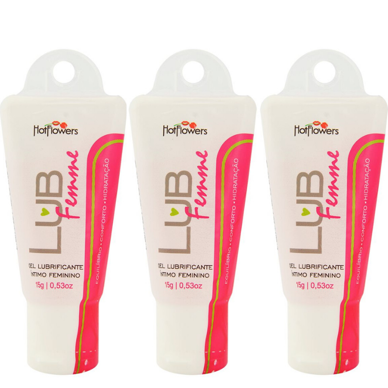 Kit 03 Lubrificante Intimo Feminino Lub Femme 15g Hot Flowers - Sexshop