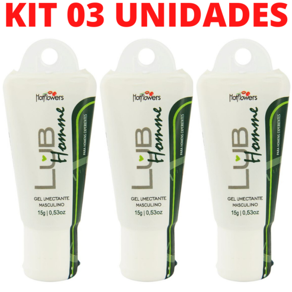 Kit 03 Gel Masculino Excitante Lub Homme 15g Hot Flowers - Sex shop