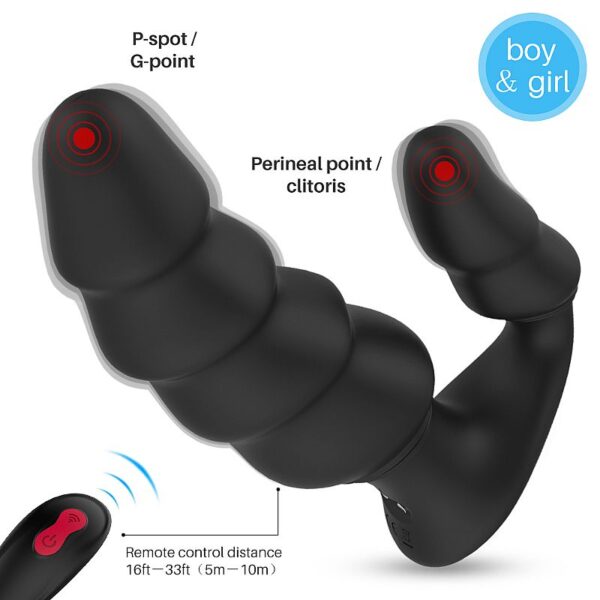 Plug Anal Dupla Penetração e Controle Remoto 9 Vibrações Dragon S-Hande - Sexshop