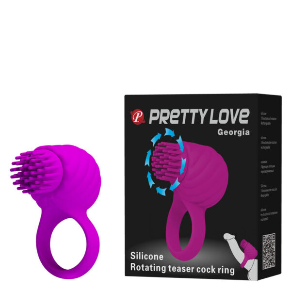 Anel Peniano Recarregável com Estimulador Clitoriano Rotativo - PRETTY LOVE GEORGIA