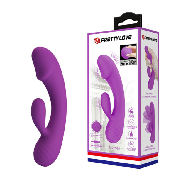 Vibrador Recarregável Ponto G com Estimulador Clitoriano e 12 Modos de Vibração - PRETTY LOVE DOREEN