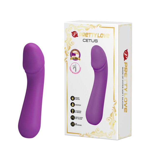 Vibrador Recarregável em Silicone Ultra Macio com Detalhe de Glande e 12 Modos de Vibração - PRETTY LOVE CETUS