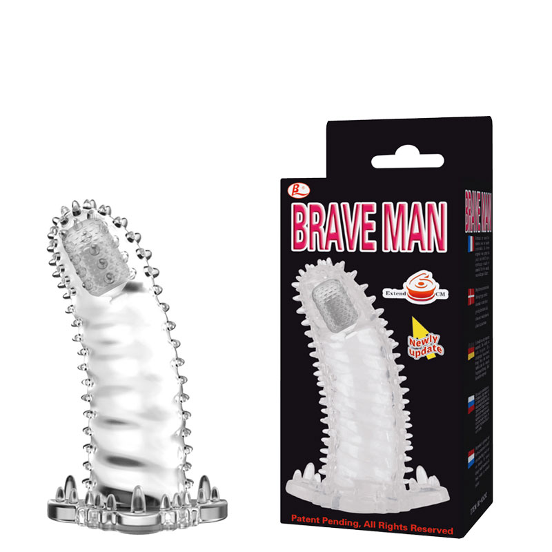 Capa Peniana Extensora com Nódulos Massageadores e Cápsula Vibratória - BRAVE MAN