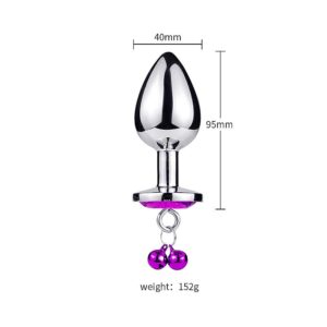 Plug Anal de Aço Com Joia e Sino - Tamanho G - Sexshop