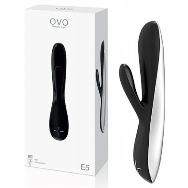 Vibrador E5 Duplo Luxo Recarregável Preto - Ovo Lifestyle - Sexshop