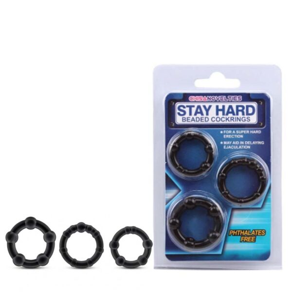 Kit com 3 Anéis Penianos e Nódulos Massageadores - STAY HARD