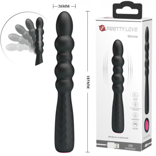 Vibrador em silicone cirúrgico com vértebra e ABS com 12 Vibrações - Pretty Love Monroe