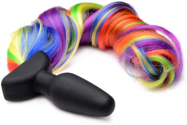 Plug anal com cauda arco-íris em Silicone - TOPO TOYS - Sex shop