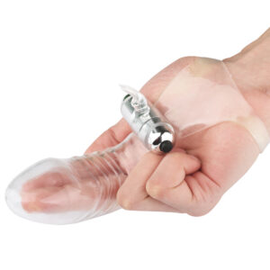 Capa para dois dedos ou Pênis com estimulador clitoniano e Vibratória com 10 vibrações - Sexshop