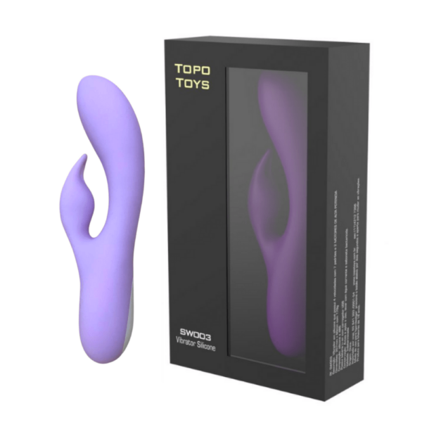 Vibrador com estimulador de clitóris em Silicone ABS - TOPO TOYS - Sex shop