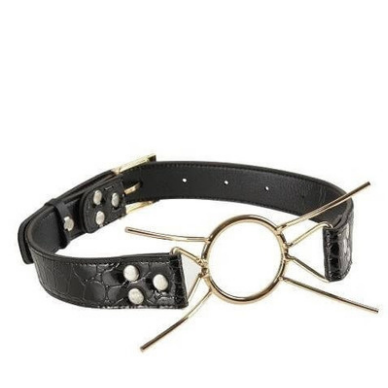 Mordaça Vazada Com Acabamento Dourado - Deluxe Spider