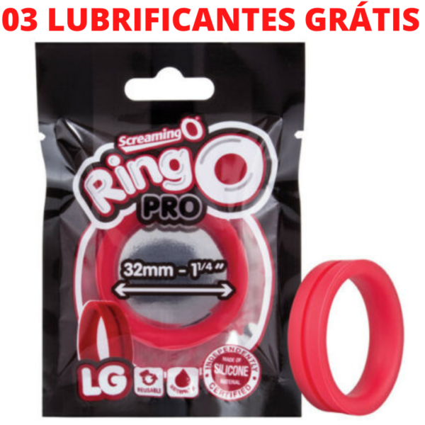 Anel Peniano De Silicone Vermelho - Ringo Pro LG - Screaming O-54144
