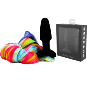 Plug anal com cauda arco-íris em Silicone - TOPO TOYS - Sex shop