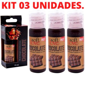 Kit 03 Óleo chocolate para massagem intima que esquenta 15 ml Soft Love - Sexshop