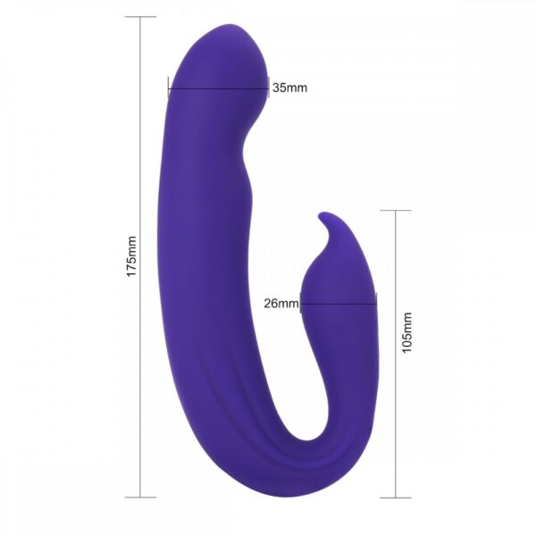 Strapless feita em silicone cirúrgico com 2 motores e 10 níveis de vibrações e 5 funções de movimento no Ponto G - Sexshop