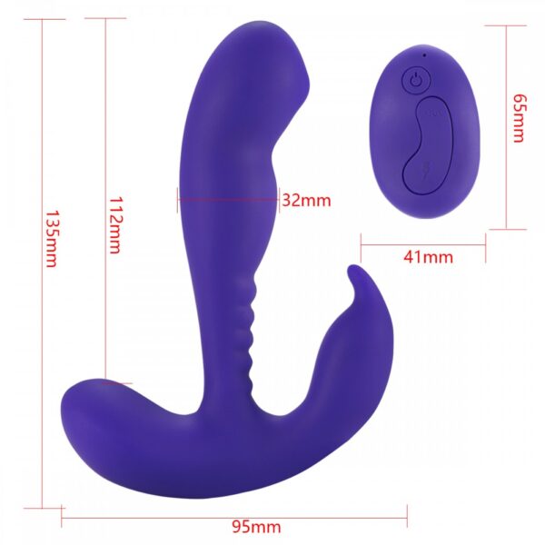 Estimulador de Próstata com controle remoto feito em silicone cirúrgico com 2 motores - Sexshop