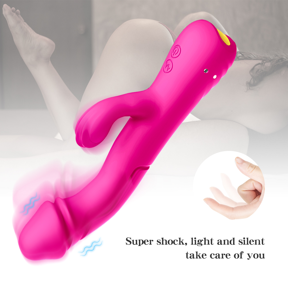 Vibrador Ponto G Formato Pênis com dupla estimulação Recarregável em Puro Silicone - Sexshop