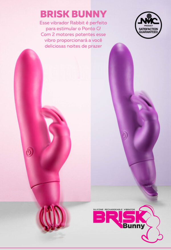 Vibrador Brisk Bunny com Tentáculos Vibrantes Recarregável, em Silicone 21,6cm - Sex shop