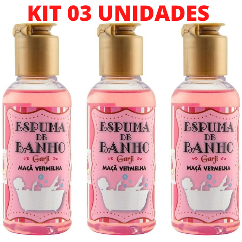 KIT 03 Espuma de Banho Aromática 120 ML Maçã Vermelha- GARJI