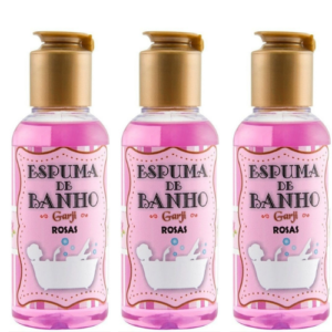 KIT 03 Espuma de Banho Aromática 120 ML Rosas - GARJI